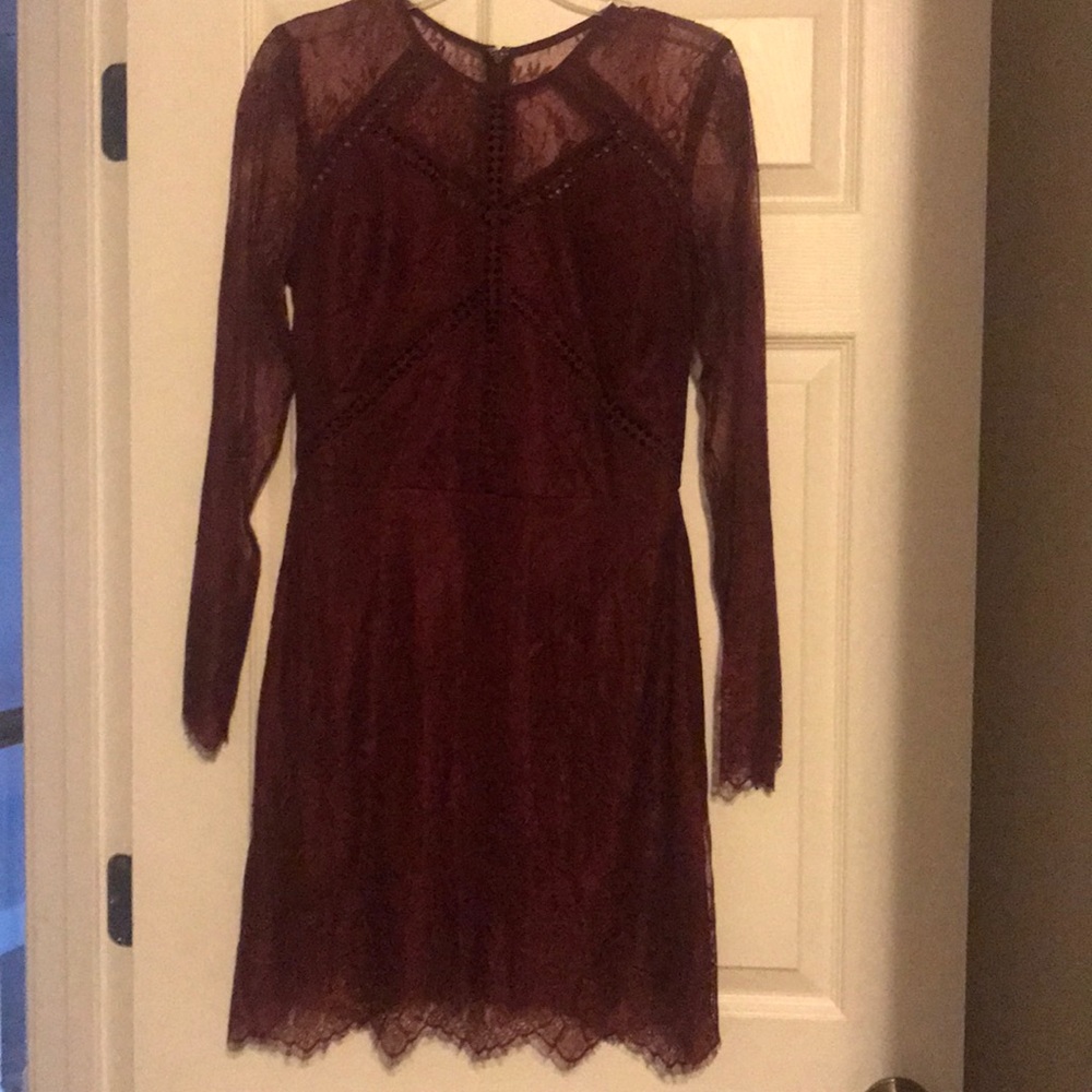 Burgundy lace dress from Greylin